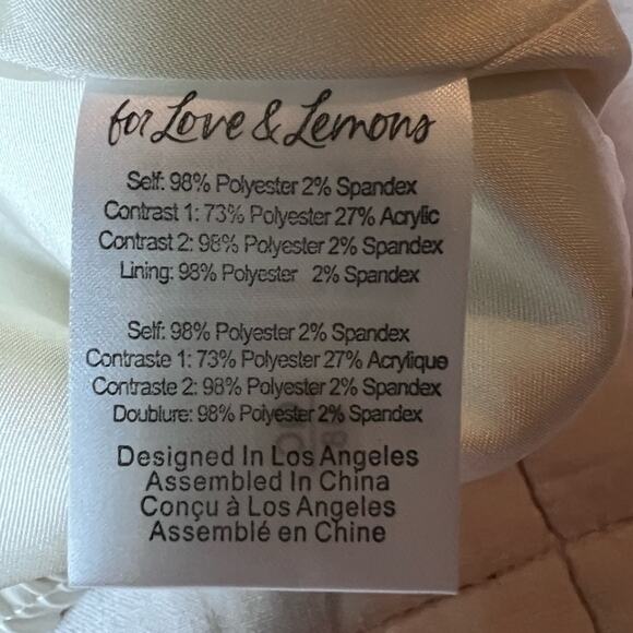 RARE For Love & Lemons Cream Floral Quilted Marlee Cropped Puffer Jacket - XL - Picture 12 of 13